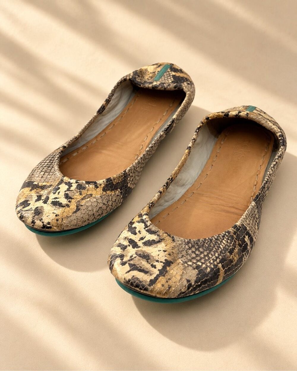 Tieks by Gavrieli Leather Ballet Flat in Sand Snake Size 11